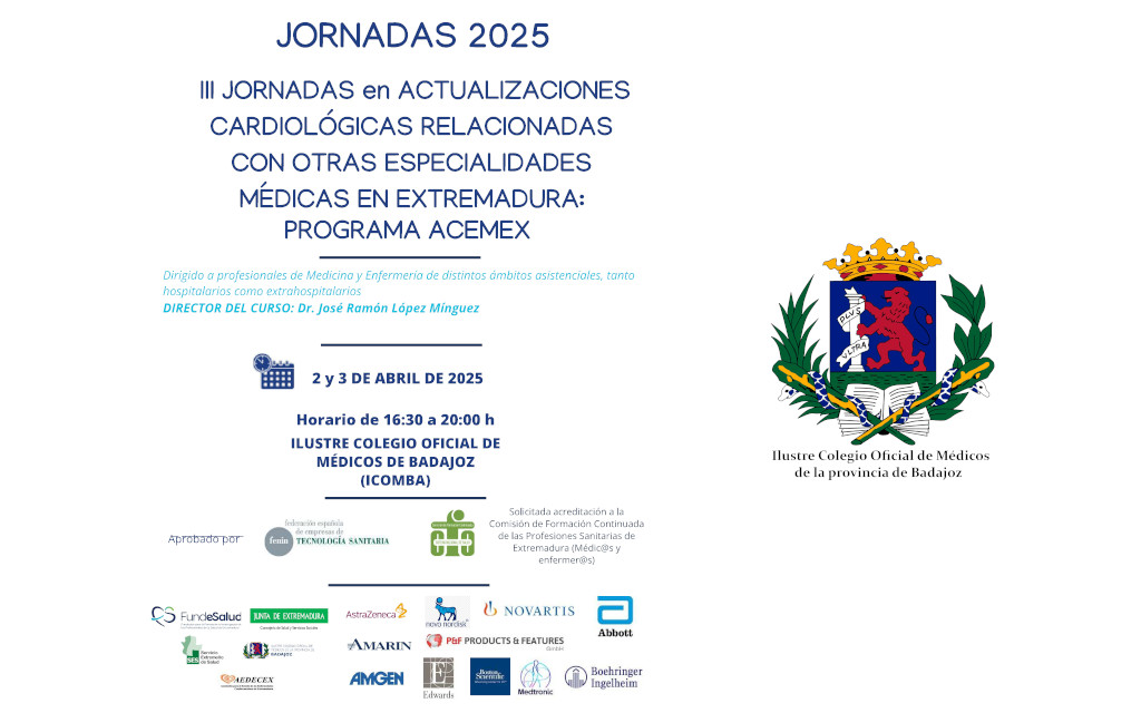 III JORNADAS en ACTUALIZACIONES CADIOLÓGICAS RELACIONADAS CON OTRAS ESPECIALIDADES MÉDICAS EN EXTREMADURA: PROGRAMA ACEMEX