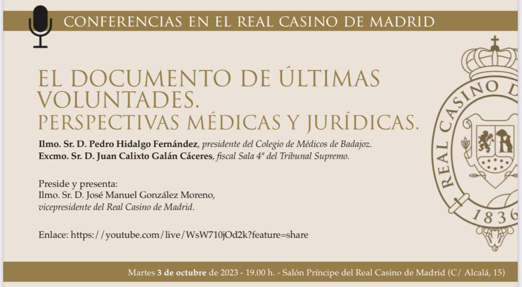 Sigue en directo la conferencia del presidente del icomBA, Dr. Pedro Hidalgo, desde el Real Casino de Madrid